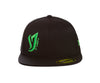 YOK Black and Green Fitted Cap