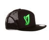 YOK Trucker Cap Black and Green Snap Back Hat